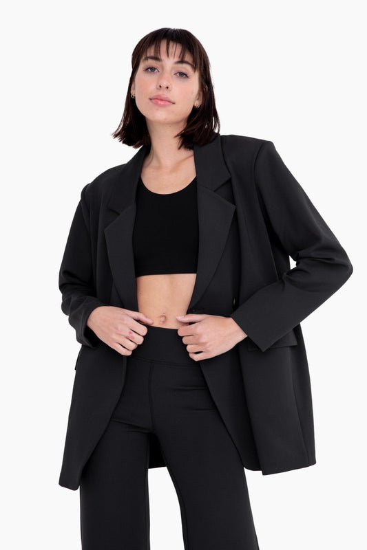 Oversized Jacquard Stripe Blazer - Black