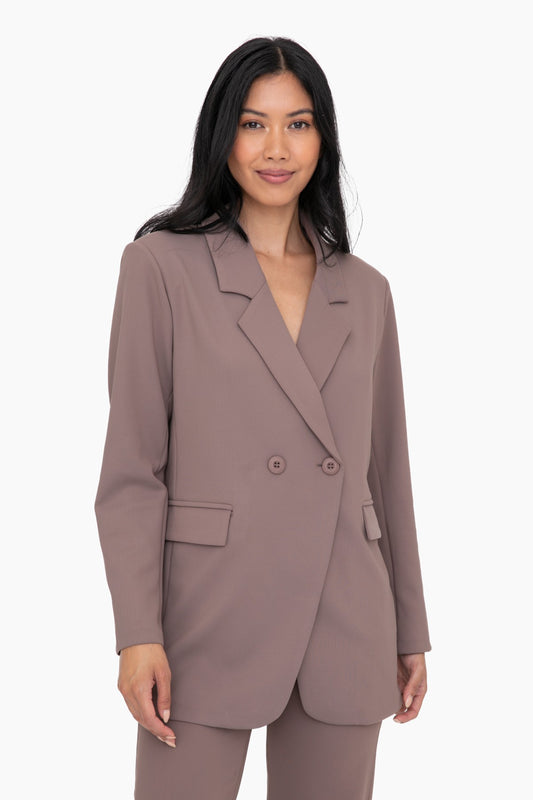 Oversized Jacquard Stripe Blazer - Taupe