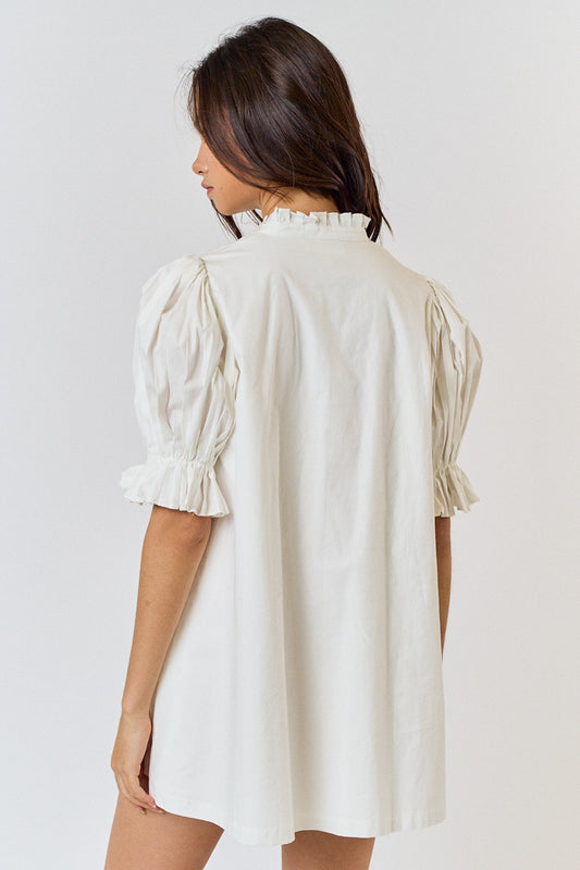 Off White Poplin Shirt Dress