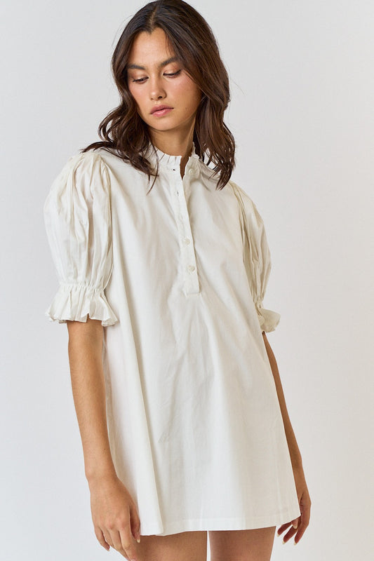 Off White Poplin Shirt Dress