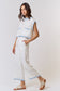 Ivory/Sky Blue Elastic Waist Pants