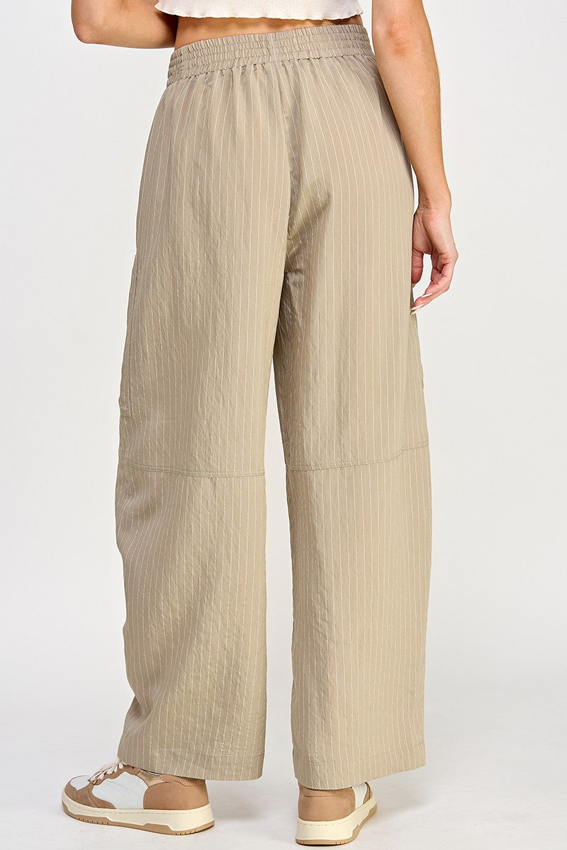 Khaki Stripe Tencel Pant