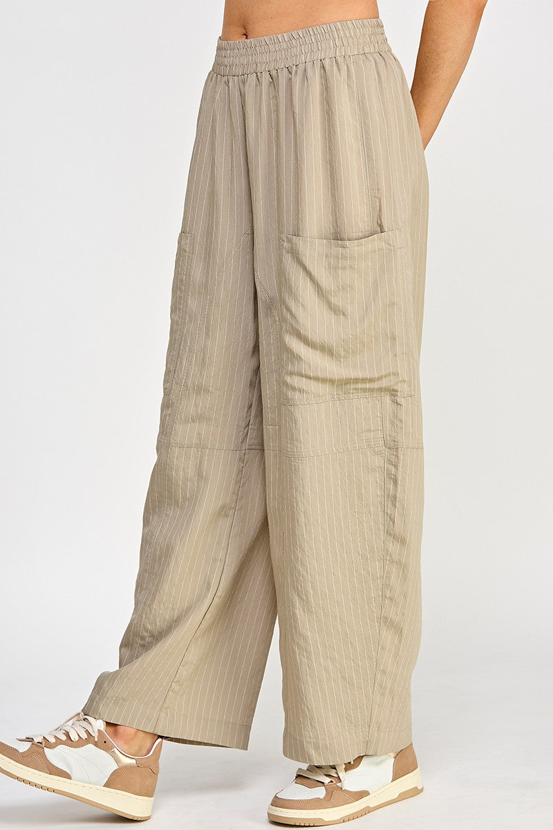 Khaki Stripe Tencel Pant