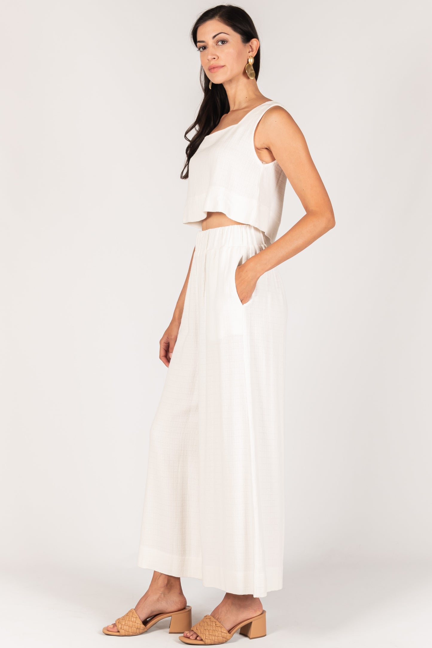 Linen Wide Leg Pants - Ivory