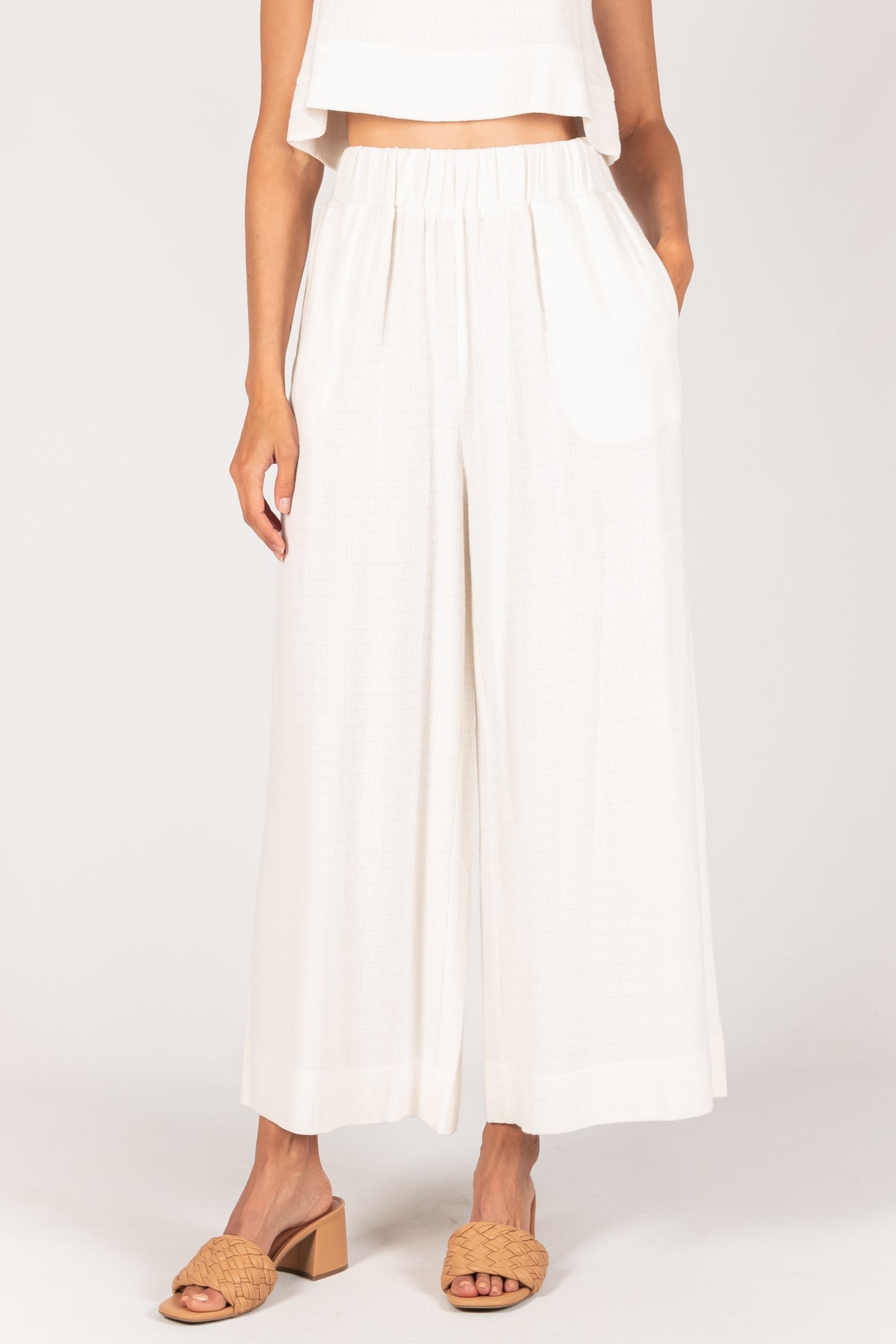 Linen Wide Leg Pants - Ivory