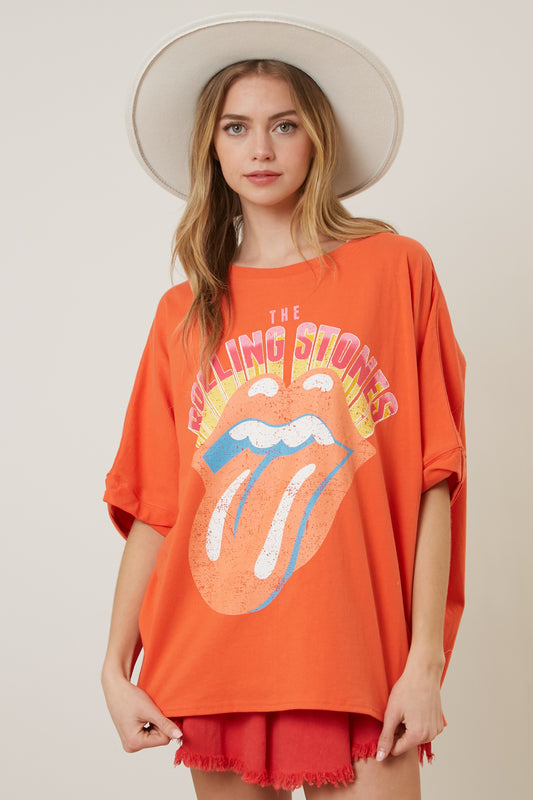 Orange Rolling Stones Graphic Tee