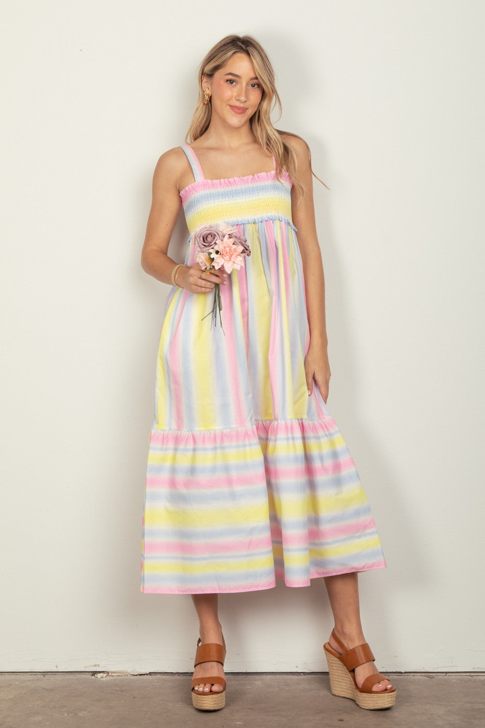 Pink/Multi Stripe Sleeveless Dress