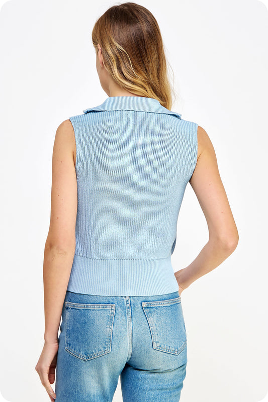 Sky Blue Zip Vest Top