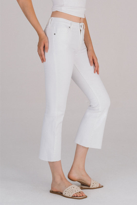 White Fray Edge Crop Pant