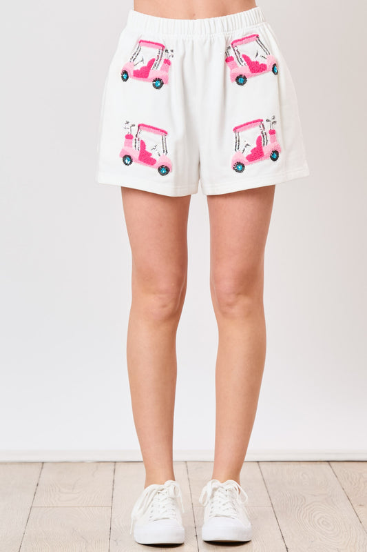 Golf Cart Sequin Short (White)