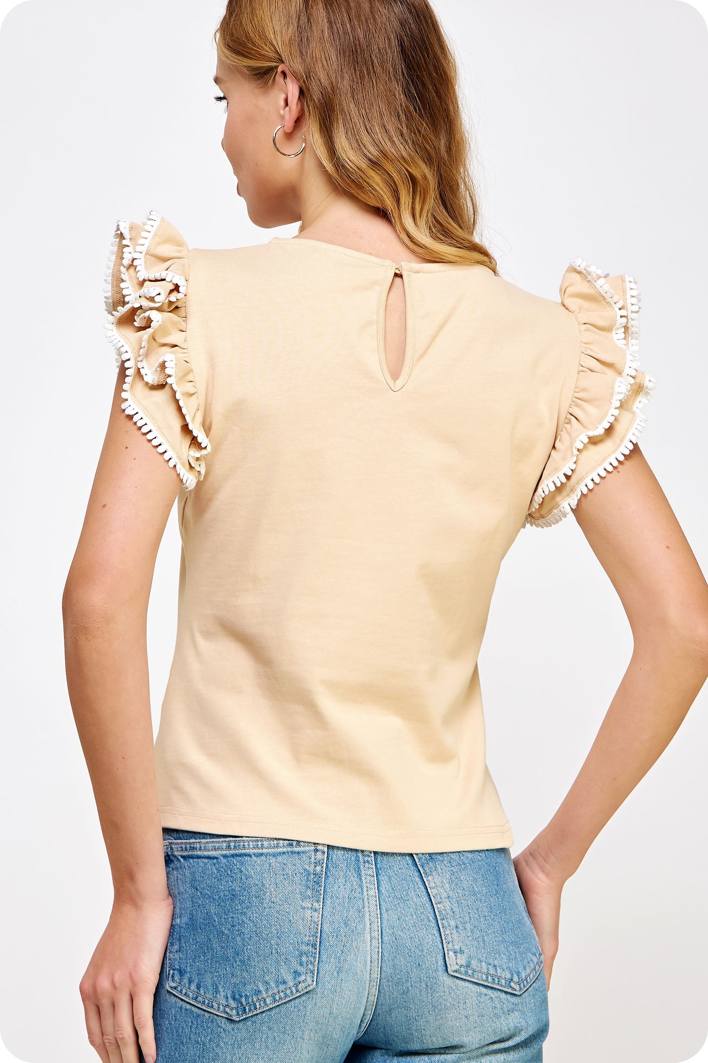 Tan Ruffle Top