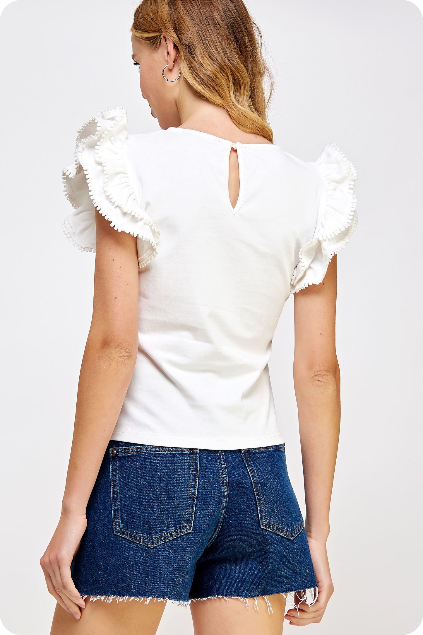 White Ruffle Top