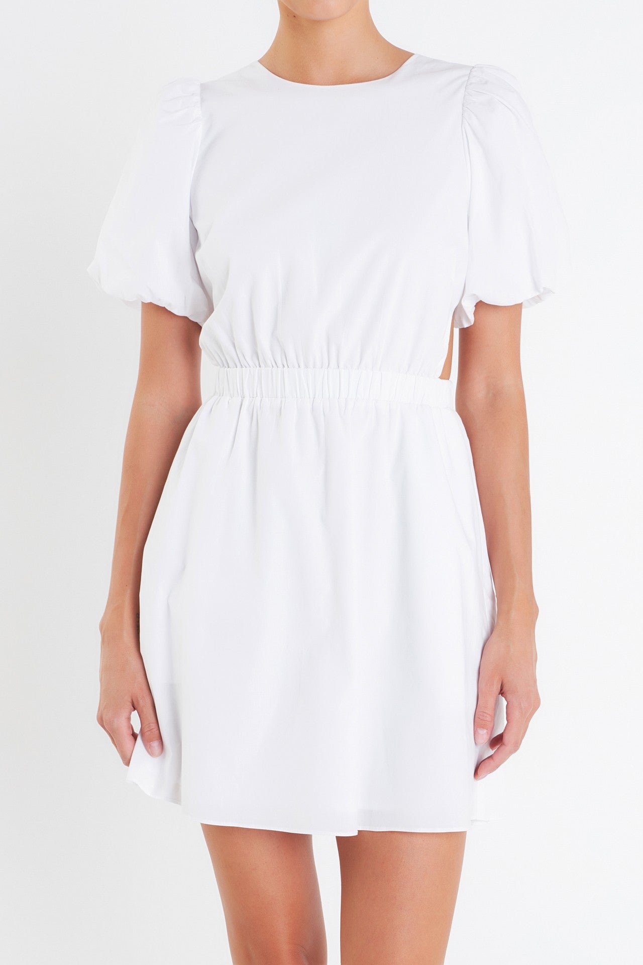 White Cut-Out Poplin Dress