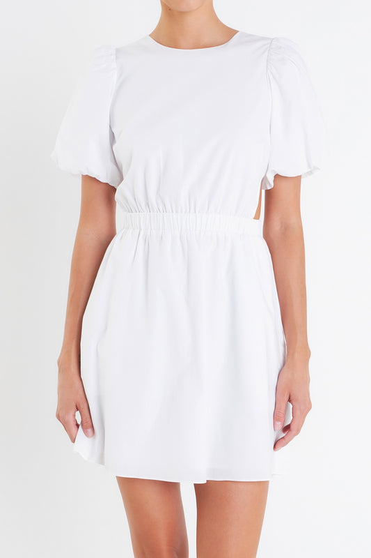 White Cut-Out Poplin Dress