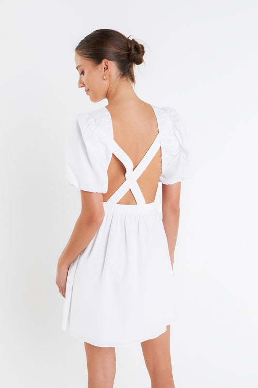 White Cut-Out Poplin Dress