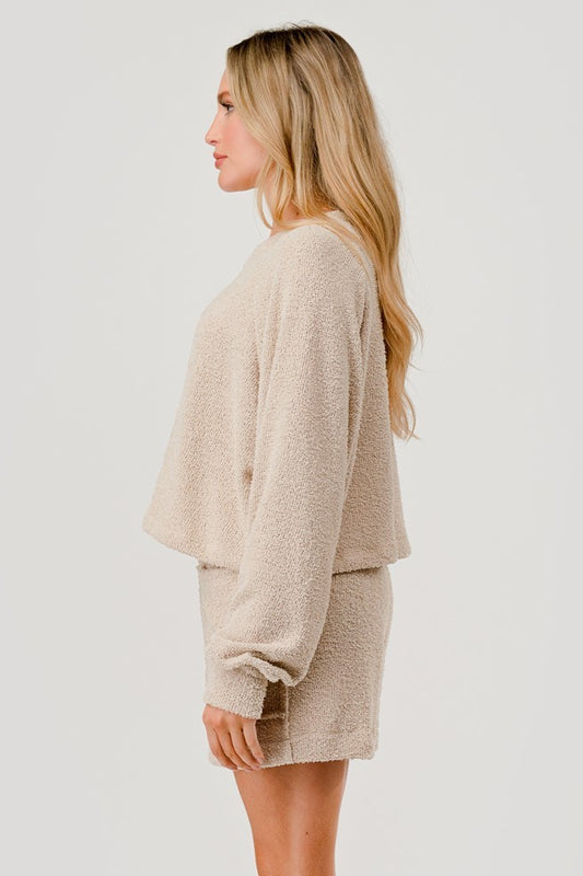 Taupe Plush Crop LS Top