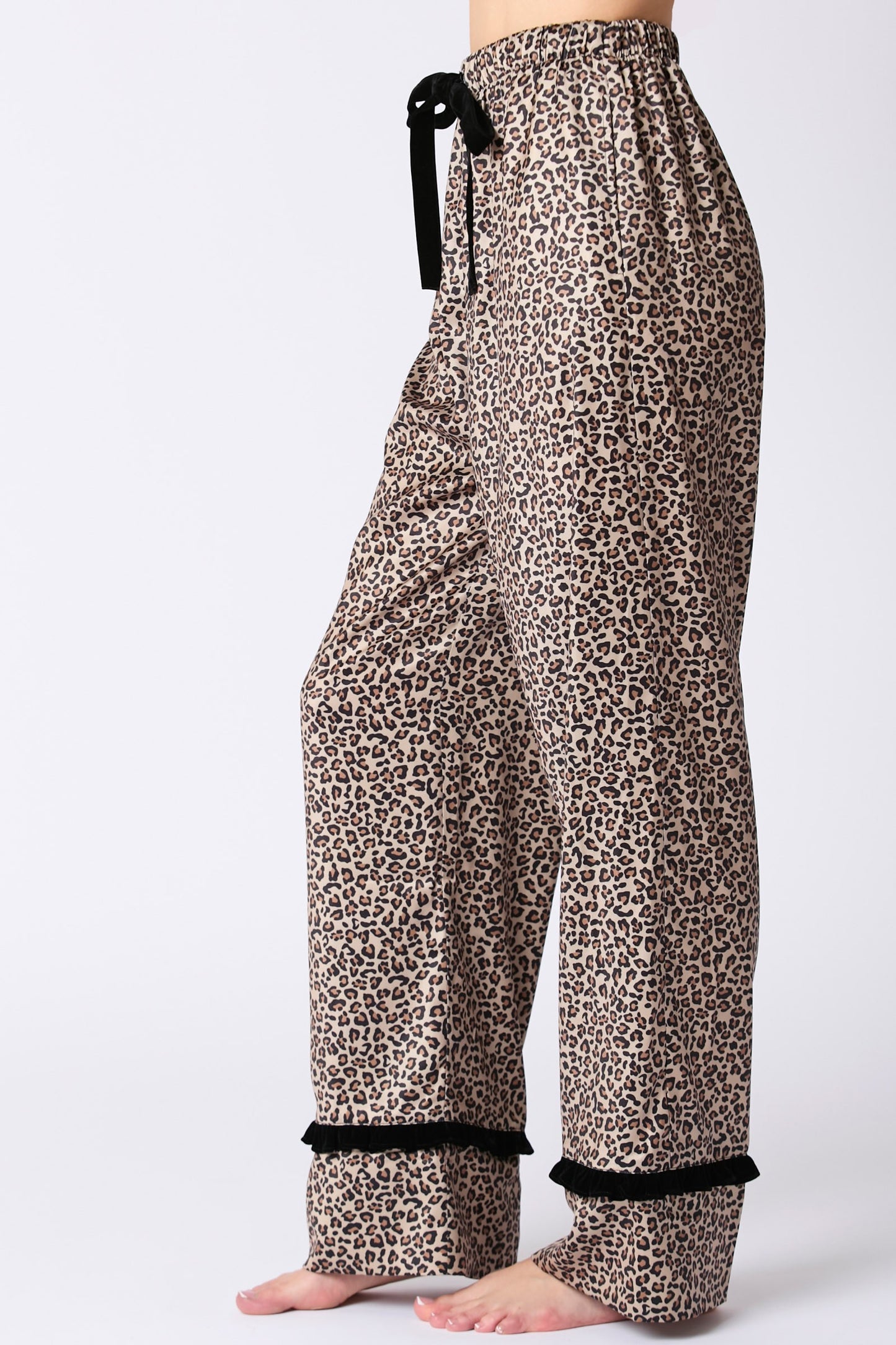 Satin Leopard Print Pajama Set