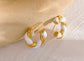 18K Gold Plated Waterproof White/Gold Twist Hoop Earring