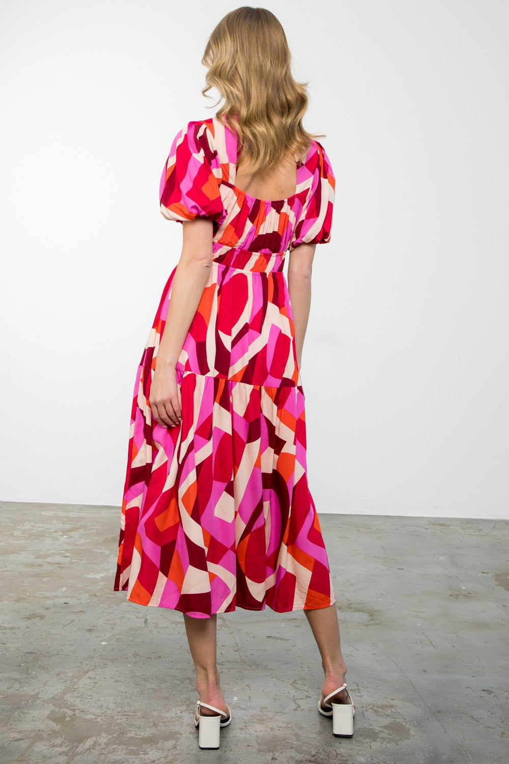 pink and red puff sleeve dress Buy Red/Pink Floral Printed Puff Sleeve Midi Dress from Next USA
