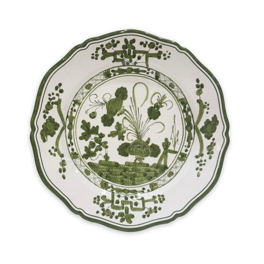 VIDA Faenza 11" Dinner Plate (White & Green)