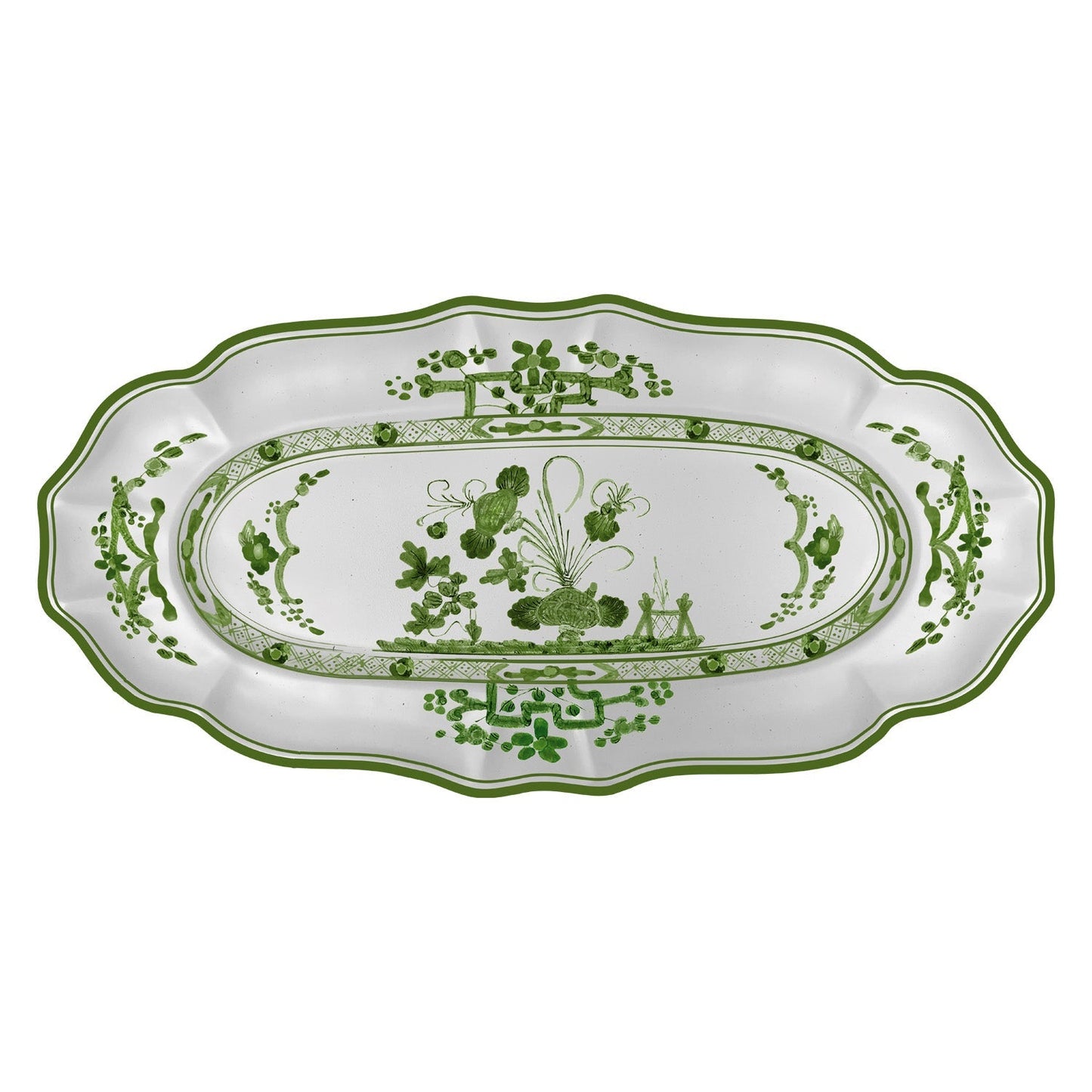 VIDA Faenza Long Oval Tray (Green and White)
