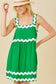 Kelly Green Trim Babydoll Mini Dress