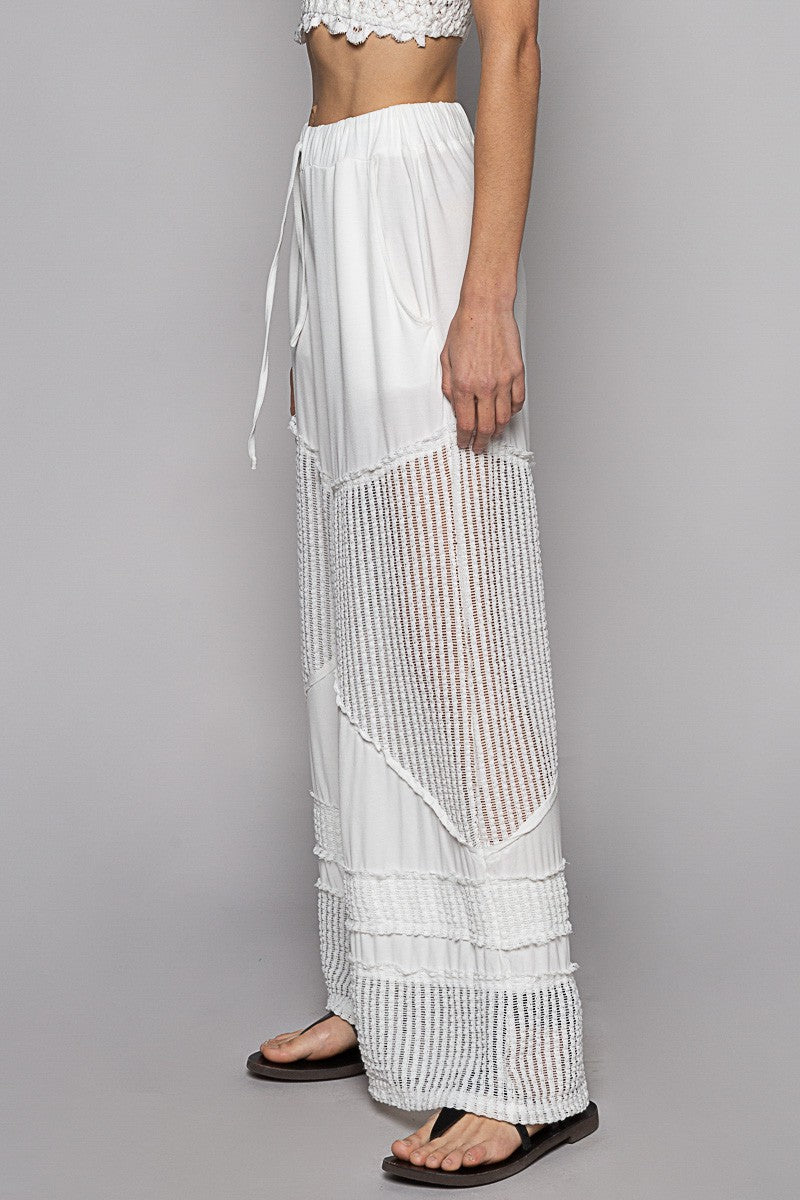 White Wide Leg Lace Pant