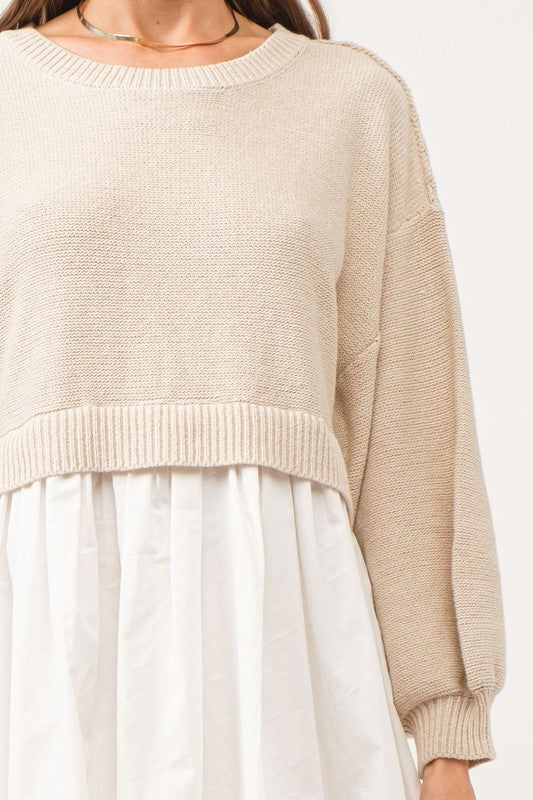 Natural Isabel Sweater Poplin Skirt