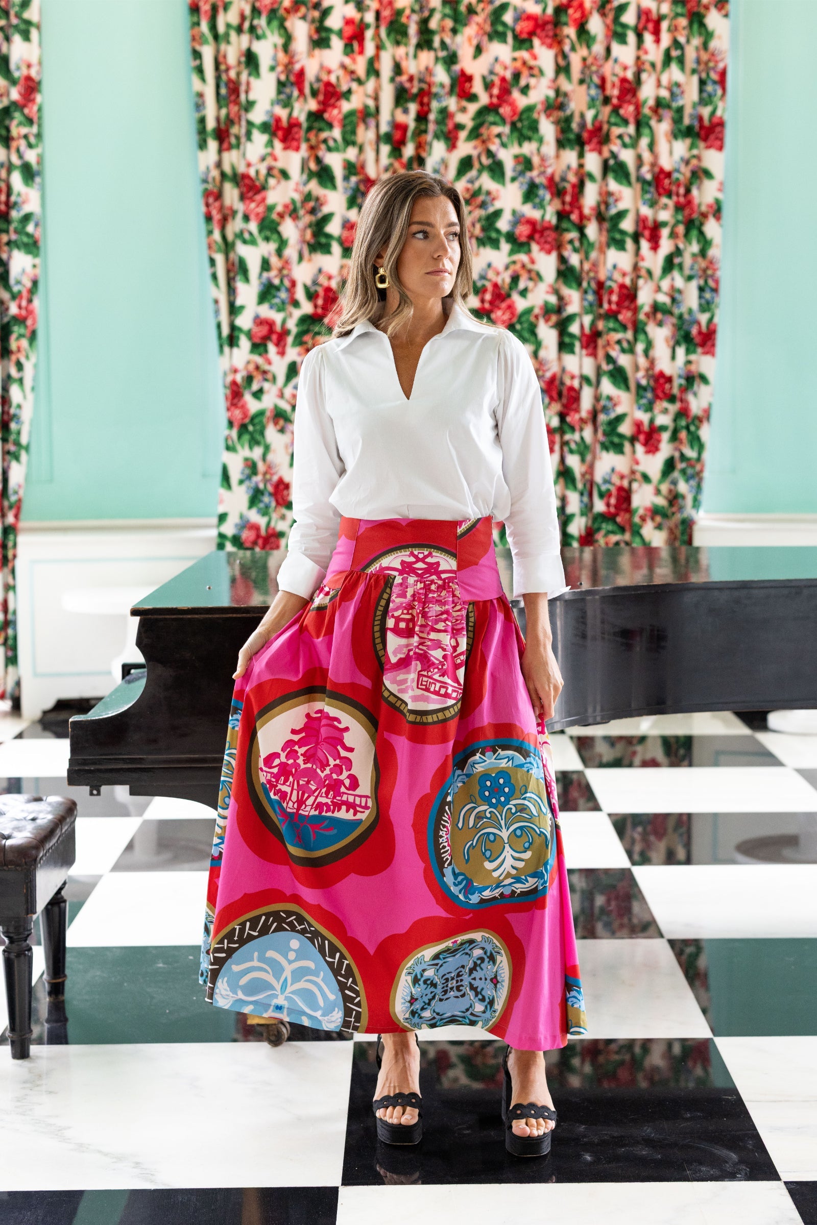 House of MBR Gallery Sadie Drop Waist Maxi Skirt