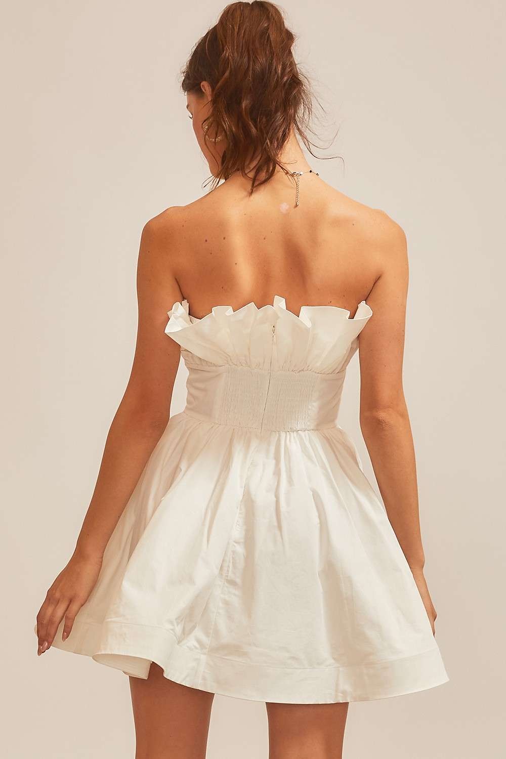 White Sleeveless Back Zipper Dress