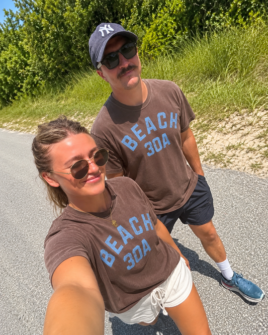 Beach 30a Blue on Espresso Tee