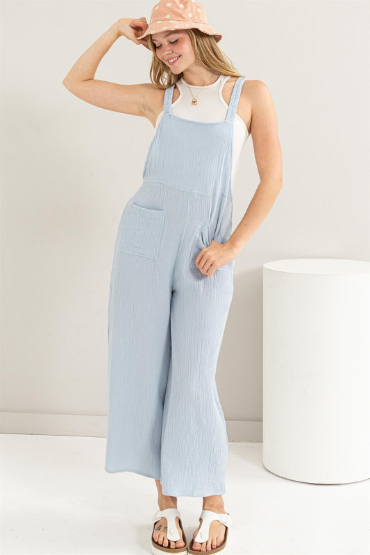 LT Blue Front Pocket Jumpsuit