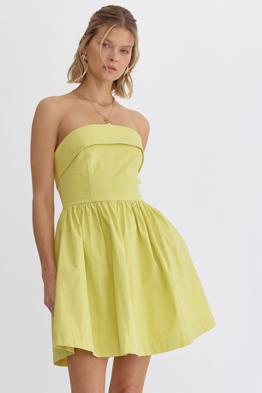 Lime Sleeveless Linen Blend Dress