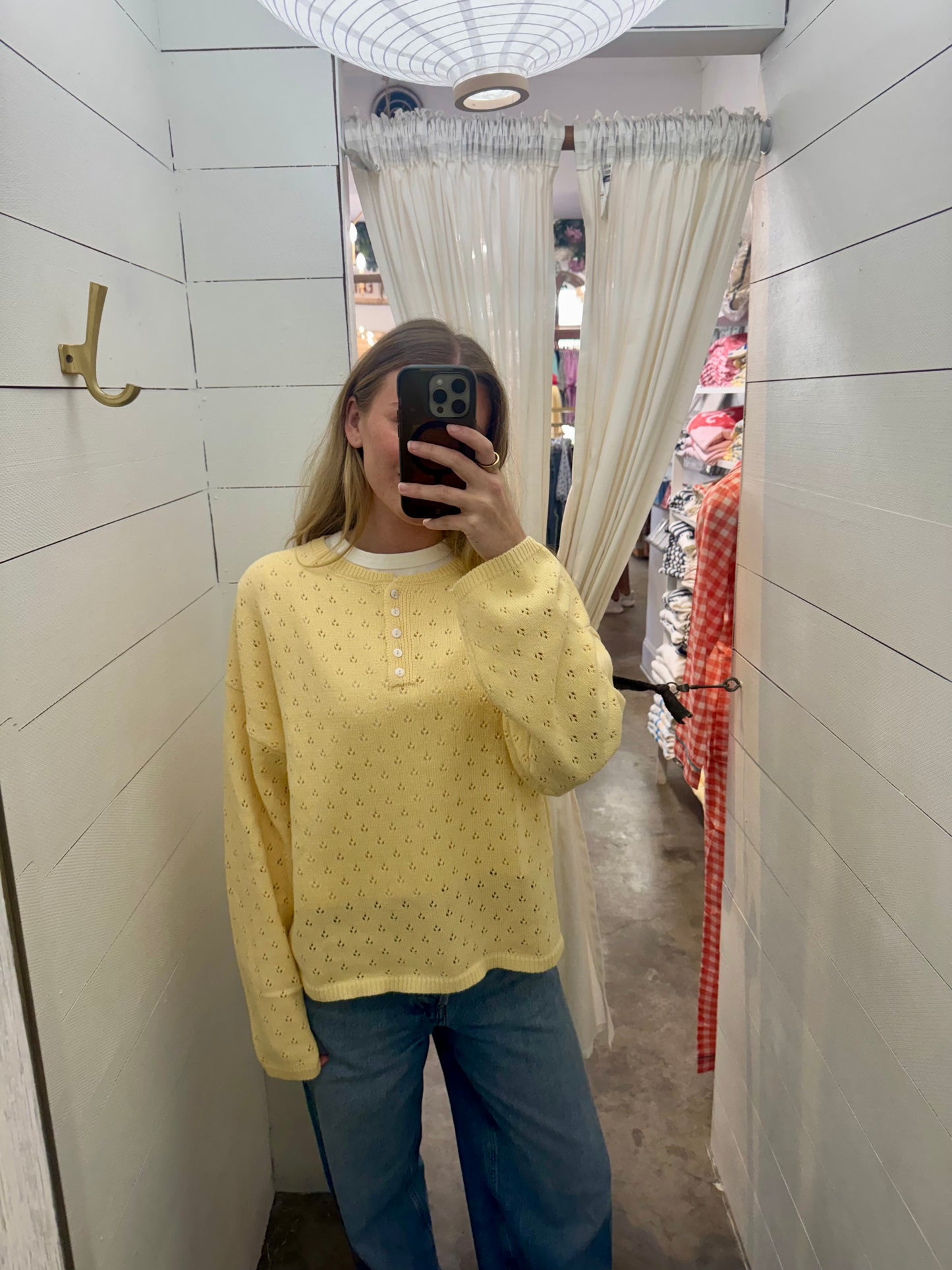 Eyelet Pullover Sweater Top - Butter