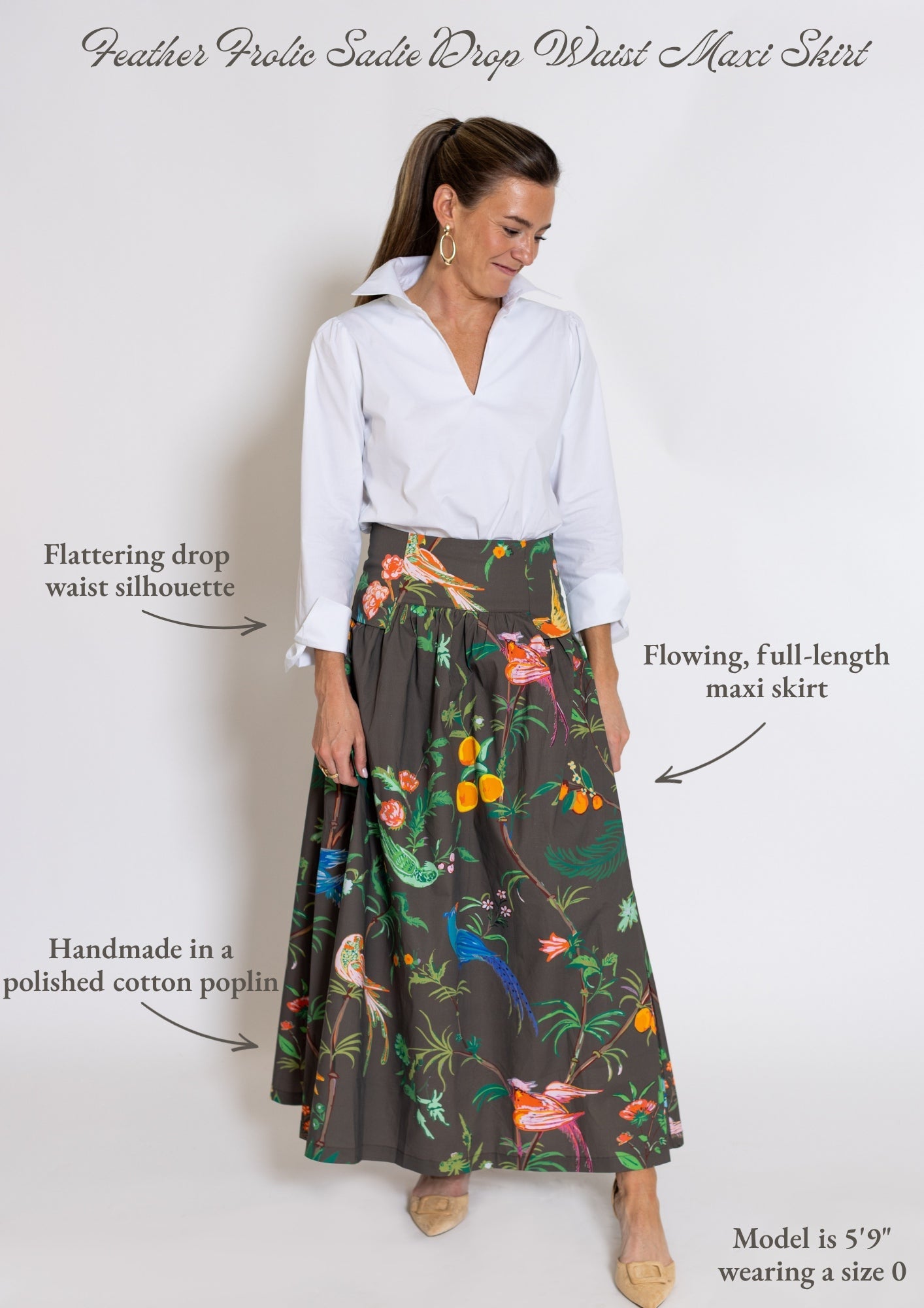 Feather Frolic Sadie Drop Waist Maxi Skirt