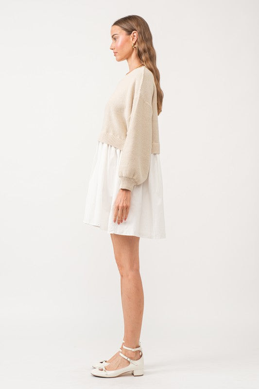 Natural Isabel Sweater Poplin Skirt