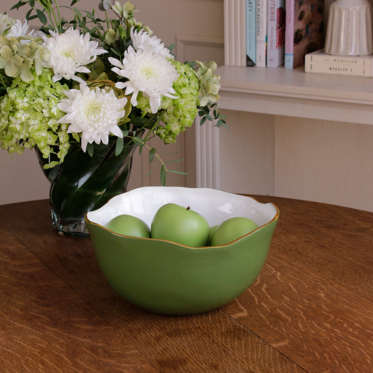 ENCANTO Osaka Large Bowl (Leaf Green & White)