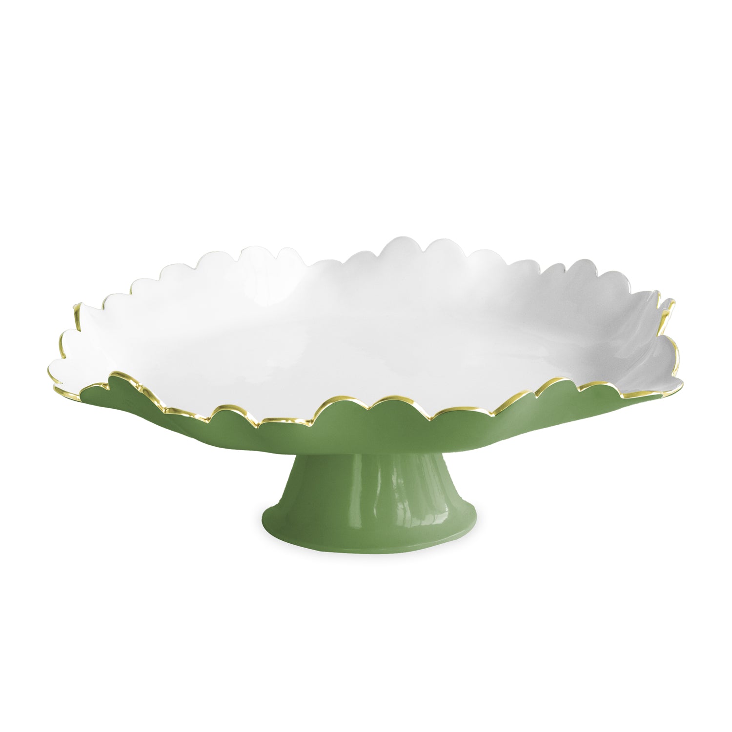 ENCANTO Colette Pedestal Cake Plate (Leaf Green & White)