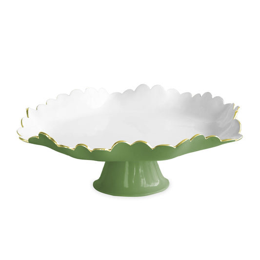 ENCANTO Colette Pedestal Cake Plate (Leaf Green & White)