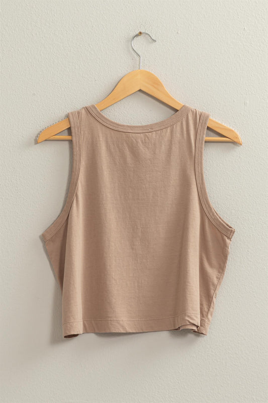 Sleeveless Tank Tee - Tan