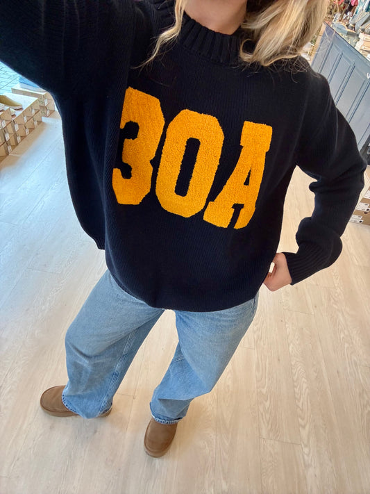 30A Chenille Pearls & Camo Sweater - Navy