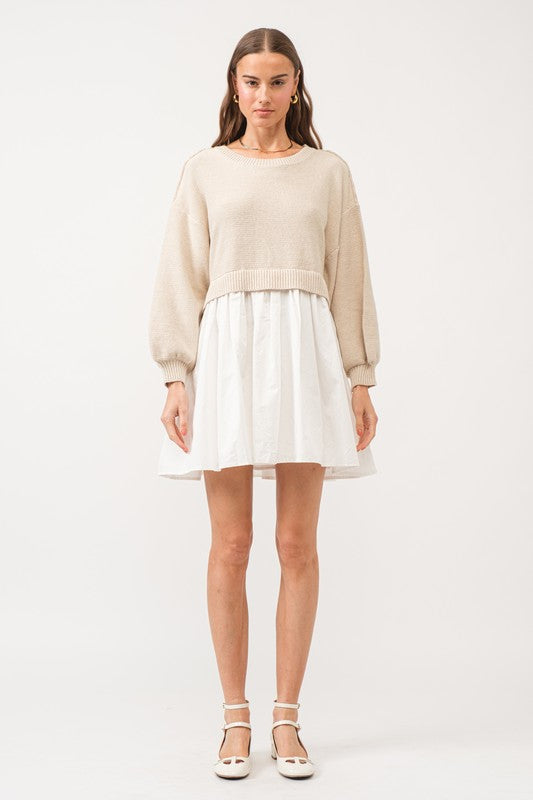 Natural Isabel Sweater Poplin Skirt