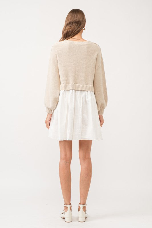 Natural Isabel Sweater Poplin Skirt