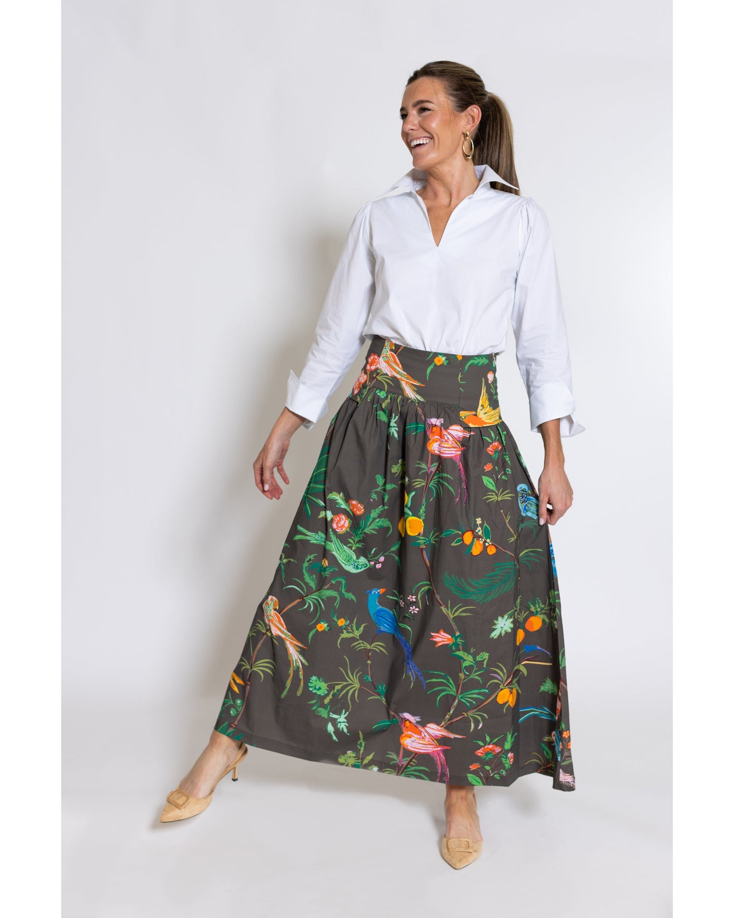 Feather Frolic Sadie Drop Waist Maxi Skirt