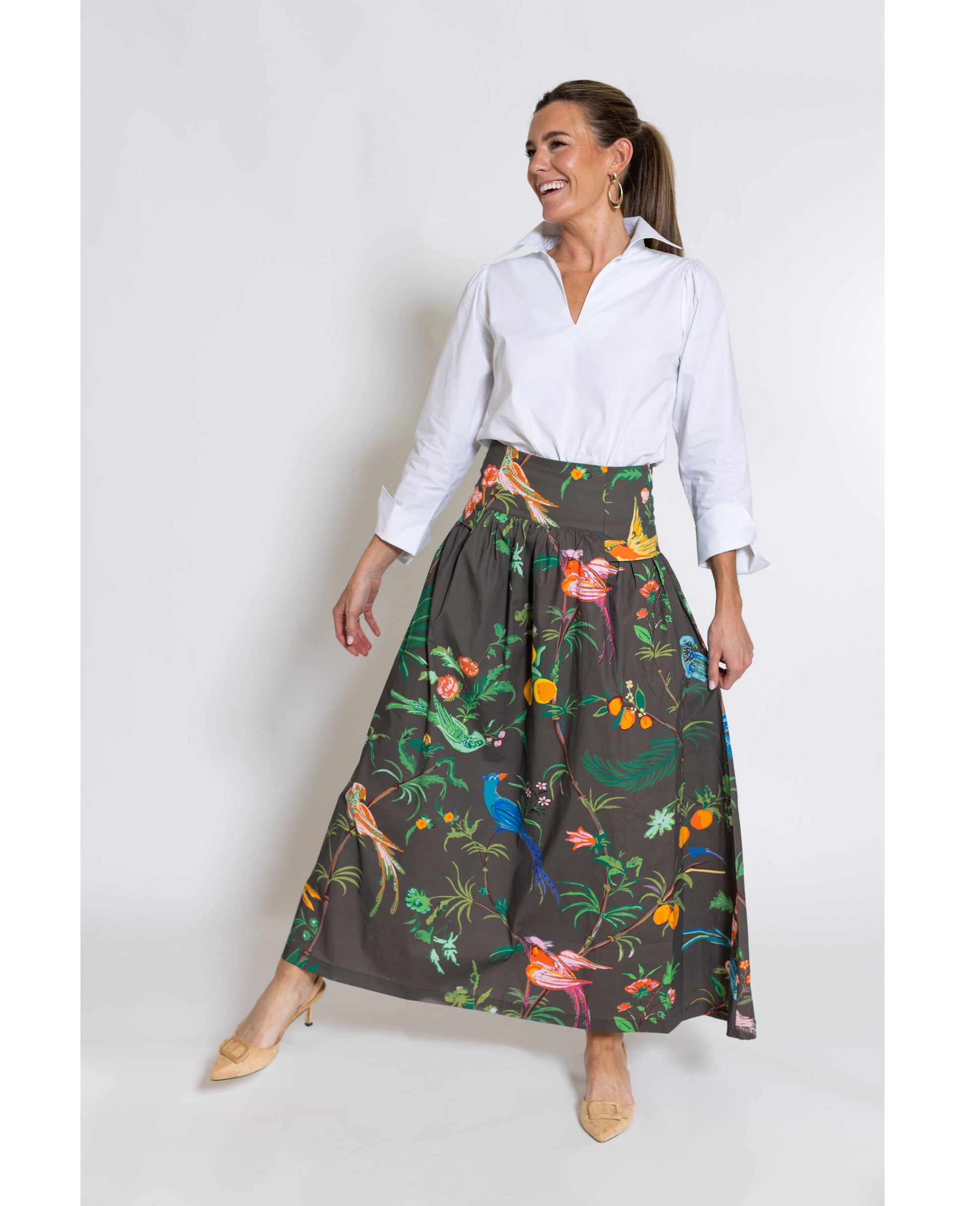 Feather Frolic Sadie Drop Waist Maxi Skirt