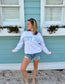 Gingham Embroidered HWY 30A Sweatshirt - Blue