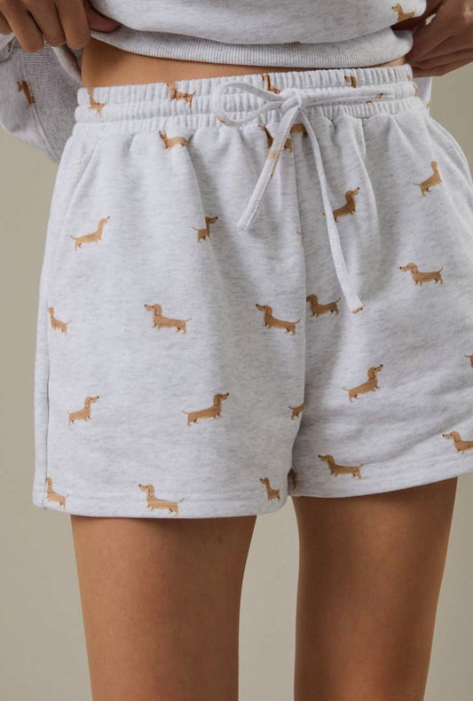 High Waist Dog Print Sweatshorts
