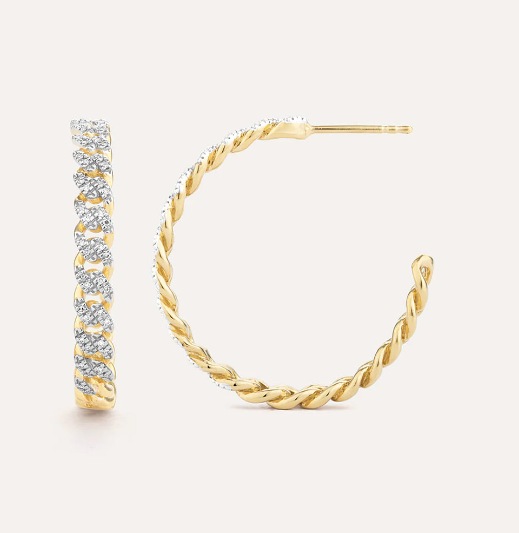 Close Knit Diamond Hoop Earrings