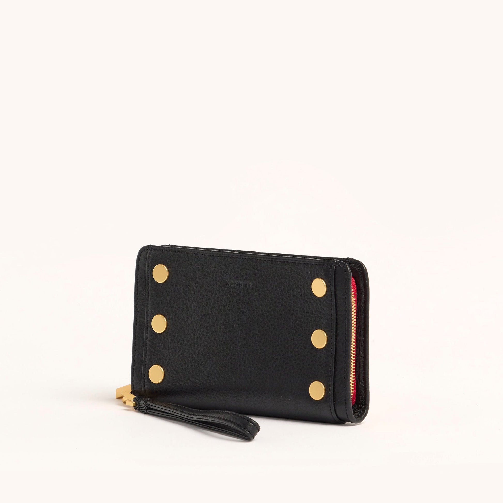 Hammitt Bryant Wallet Black/Brushed Gold Red Zip