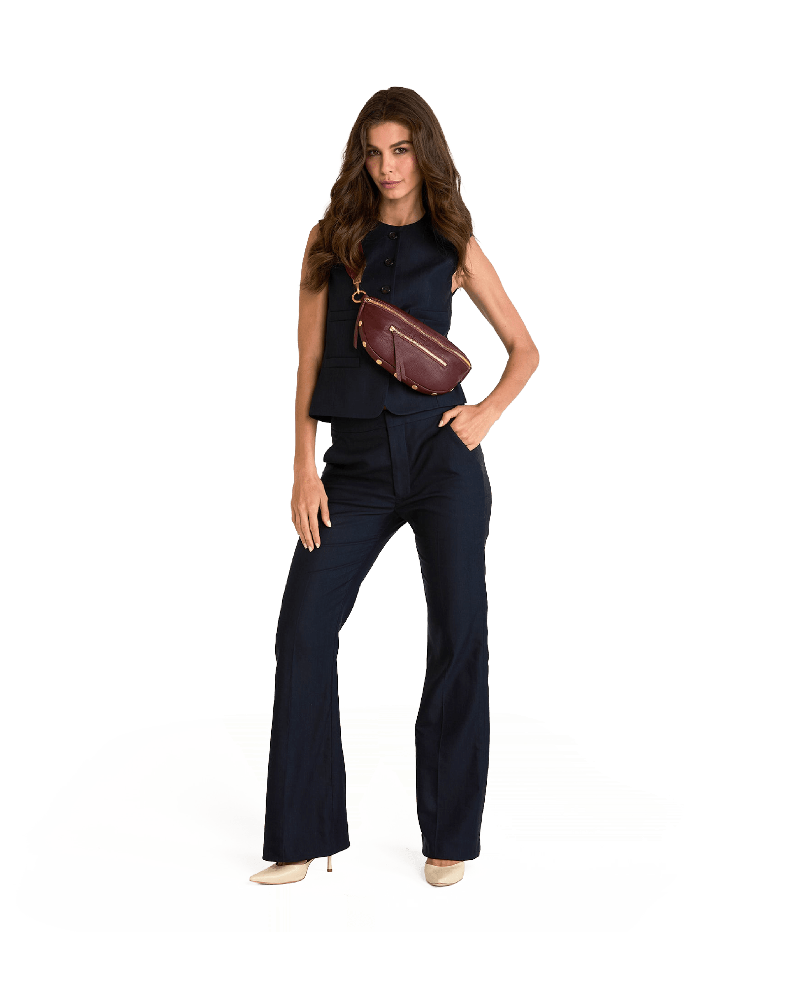 Hammitt Charles Crossbody Med Cherrywood Pebble/Brushed Gold